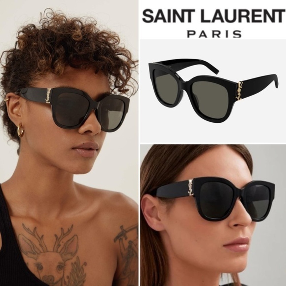 Saint Laurent SL M95/F Grey Butterfly Ladies Black Oversized Sunglasses 575$ NWT - Picture 1 of 5